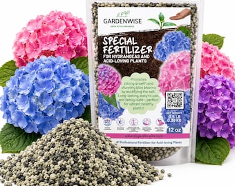 Slow Release Hydrangea Fertilizer 8-4-8 Iron Sulfur | Blue Hydrangea Food | Azalea Camellia Rhododendron Gardenia Acid Loving Plant Food