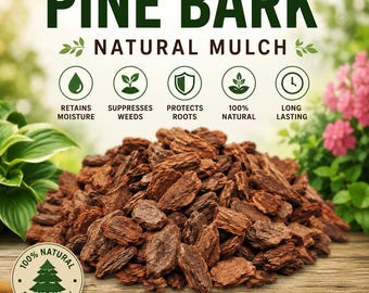Pine Bark Nuggets Mulch for Plants and Landscaping | Natural Bark Mulch for Moisture Control Garden Beds Pots Orchids