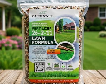 Lawn Fertilizer 26-2-11 with Iron | Slow Release Nitrogen for Green Thick Grass | TurboGreen for St Augustine Bermuda Zoysia Fescue