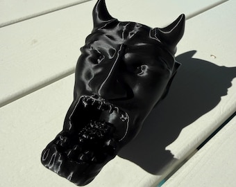 Oni Demon Mask Holder | Gothic Skull Decor | 3D Printed Horror Sculpture | Trinket Dish