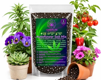 Organic Living Soil Mix | Super Soil with Mycorrhizae Worm Castings | Autoflower Herbs Vegetables Houseplants | No Fertilizer Needed