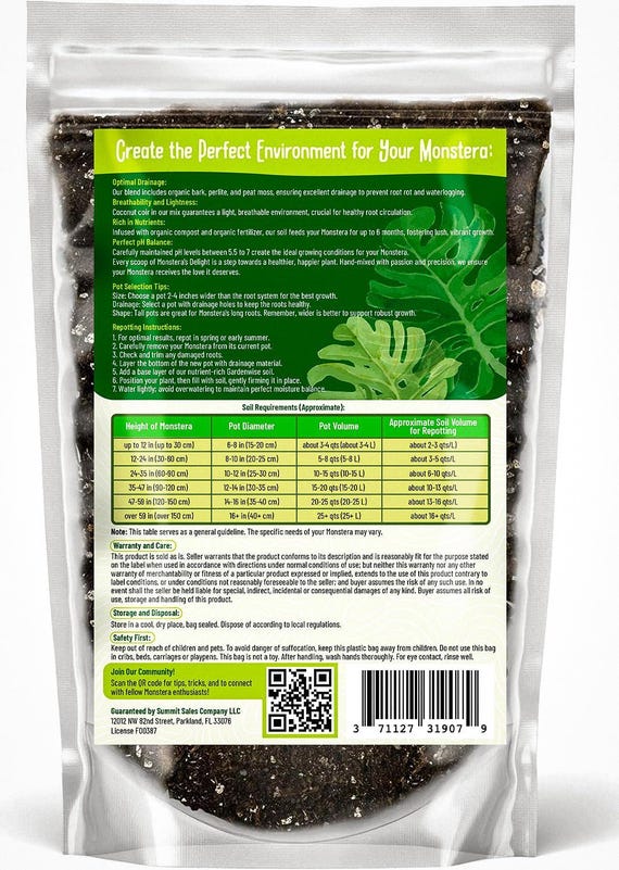 Monstera Potting Mix Organic Soil With Fertilizer for Indoor Plants Aroid  Soil for Monstera Deliciosa Albo Swiss Cheese Philodendron - Etsy Israel