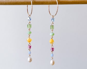 Garden Party Freshwater Pearl & Crystal Drop Earrings