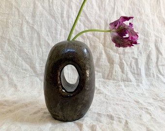 Passage Vase // handmade ceramic vase // deep gray willow glaze