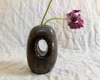Jarrón de pasaje // jarrón de cerámica hecho a mano // glaseado de sauce gris profundo