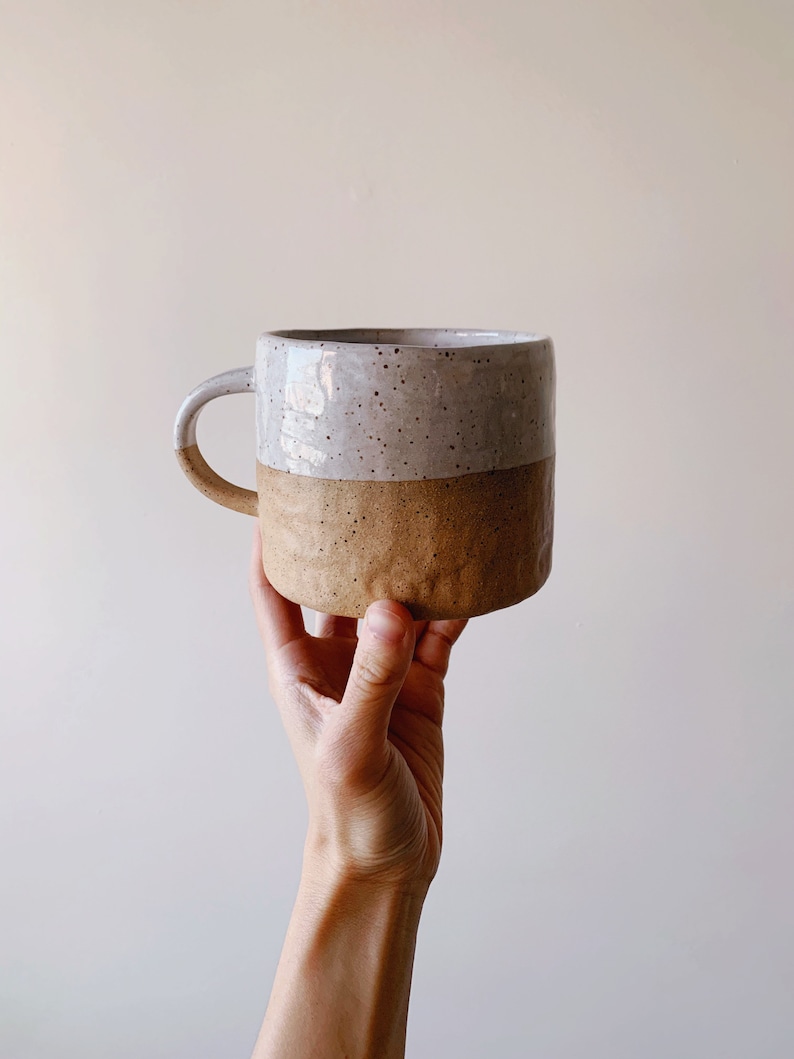 FAIT SUR COMMANDE // Tasse en céramique de ferme en avoine mouchetée image 1