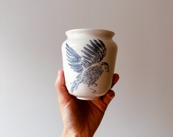 Vaso pappagallo pennello di bambù // ceramica porcellana fatta a mano