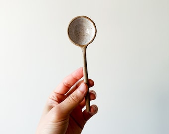 Lolli Spoon // Handmade ceramic spoon // speckle brown with white glaze