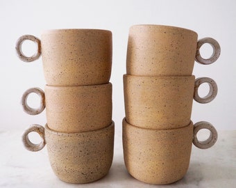 MADE TO ORDER // Loop Mug // Handmade Ceramic Mug // speckle & white pottery