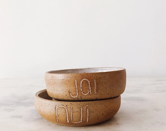 MADE TO ORDER Custom Ceramic Pet Slow Feeder Bowl // gepersonaliseerde hondenkattenkom