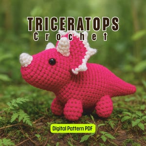 Triceratops Crochet Pattern | Amigurumi Dinosaur PDF | Cute Dino Plushie Toy | Easy Crochet Pattern | Instant Digital Download