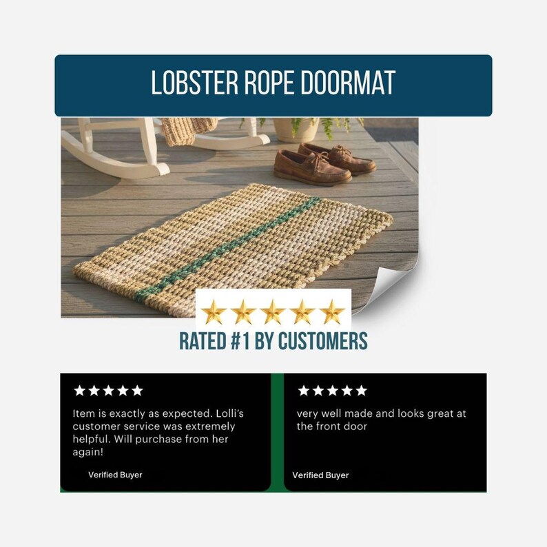 Plastic Container Rope Mat Coastal Rope Doormat | Nautical Tan, Sand and Green Handwoven Rope Mat ...