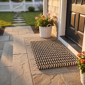 Heavy Duty Black and Tan Rope Doormat | Handwoven Entrance Mat