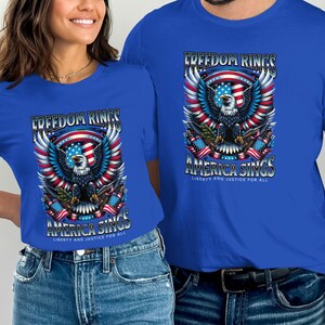 Freedom Rings America Sings T-Shirt, Patriotic Eagle Tee, USA Flag Design, American Pride Shirt, July 4th Gift
