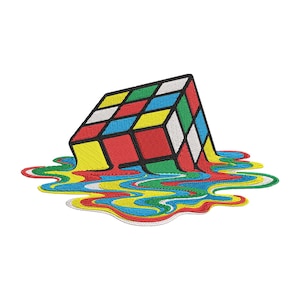 Melting Rubik&#39;s Cube Embroidery Design | Graphics Embroidery Shirt | Trending Embroidery Design | Machine Embroidery File | Instant Download