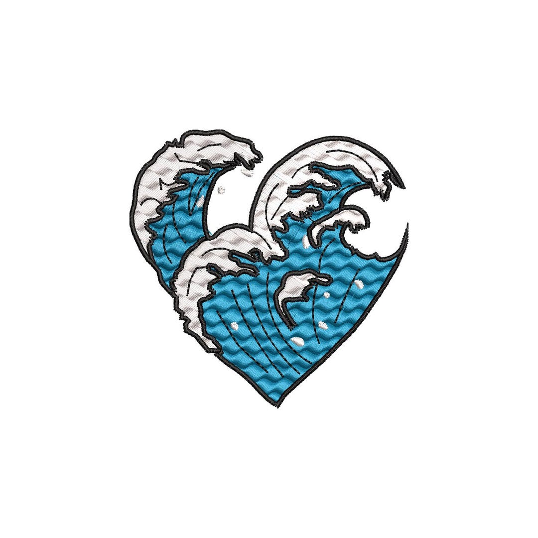 Wave Heart Embroidery Design | Ocean Embroidery | Summer Machine ...