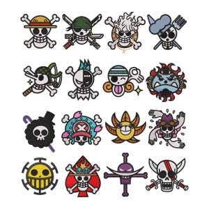 Pirate Crew Logo Design Bundle Embroidery Design | Anime Embroidery | Anime Embroidery Design | Machine Embroidery File | Instant Download