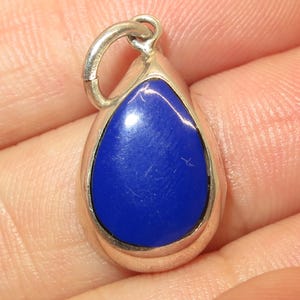 Vintage Sterling Silver and Lapis Lazuli Teardrop Pendant Mexico 925