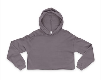 Bella+Canvas Women's Cropped Fleece Hoodie – Raw Hem, Dropped Shoulder