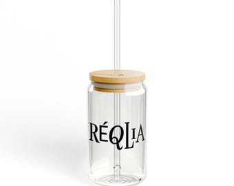 16oz Sipper Glass with Bamboo Lid & Straw | Clear Tempered Glass | Eco-Friendly | BPA-Free | Custom Drinkware for Iced Coffee or Tea