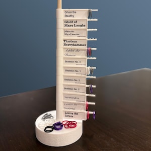 Initiative Tracker – Stackable Turn Order Tower w/ Name Cards, Condition Rings, Surprise Enemies - Small 4&quot; Round Footprint + Travel Ready