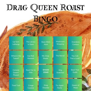 Drag Queen Roast Bingo | Printable Shade Zone Game | Funny Party Activity | Instant Download | Roast Night Drag Bingo Cards