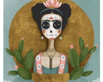 Frida Kahlo Day of the Dead Print - 8x8