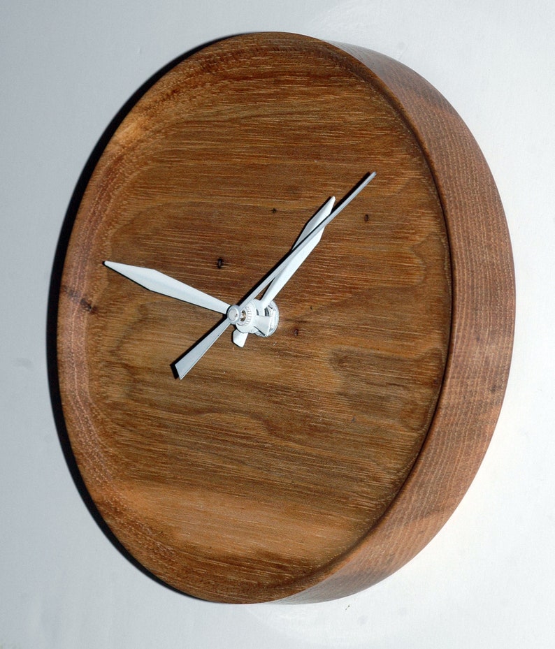 Wood Wall Clock Turned Wood Clock Hickory Wood Rustic Etsy