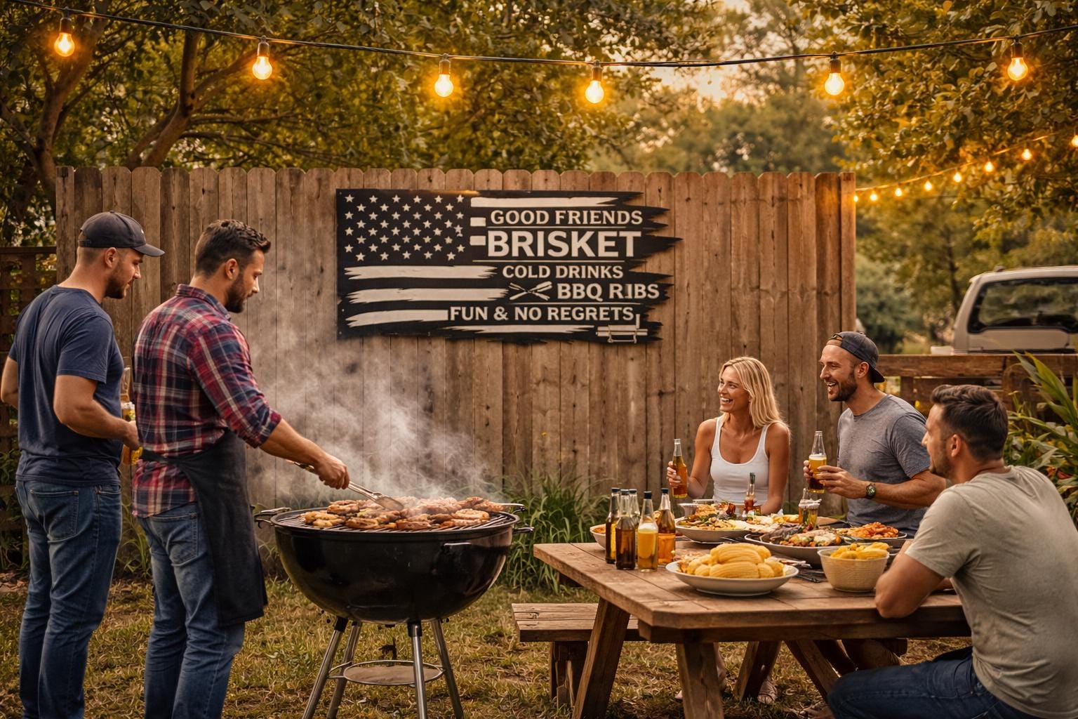 American Flag Brisket BBQ Metal Sign – Patriotic Grill Decor, Man Cave ...