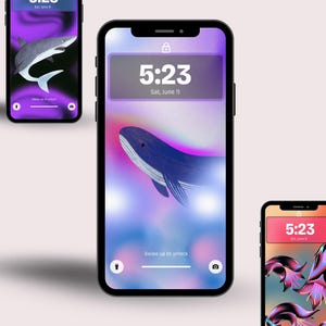 Neon Aesthetic Wallpaper Bundle | Shark, Dolphin & Flower PNGs | Digital Download Phone Backgrounds