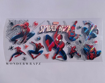 UVDTF Spiderman Superhero Holographic Decal Sticker - UVDTF cup wrap - Spider Hero cup wrap - UVDTF wraps for 16oz Libbey cups!