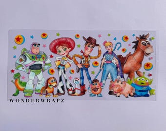 UVDTF Toy Story Characters Themed Decal Sticker Cup Wrap - Toy Story Theme Stickers - UVDTF wraps for 16oz glass libbey cups