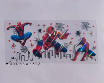 UVDTF Spiderman Superhero Holographic Decal Sticker - UVDTF cup wrap - Spider Hero cup wrap - UVDTF wraps for 16oz Libbey cups!