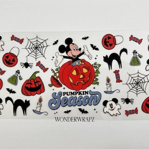 UVDTF cup wrap. Halloween glass cup wrap, Mickey themed uvdtf cup wraps, spooky season uvdtf, Mickey halloween uvdtf wrap, spooky uvdtf wrap