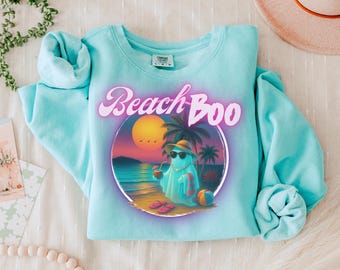 Beach Boo Retro Ghost PNG | Spooky Summer Digital Download | Halloween Beach Party Sublimation Art