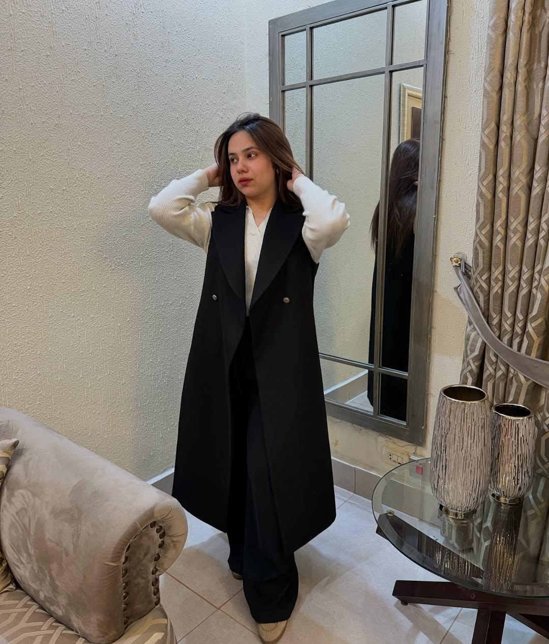 ブラック☆ビートル 様Ameri UND VEST SET WOOL COAT Ameri（アメリ）の「UND VEST SET WOOL COAT（ノーカラージャケット