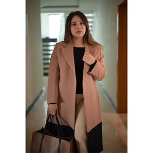Margot Wool Cashmere Winter Long Coat Fashionable Wool Trench Coat “Everyday “ Knee Length Elegant Overcoat Outwear Minimalist Coat