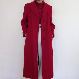 Long wool coat, Womens red swing wool coat, Warm wool Coat, Minimalist wool coat, Fit and Flare wool Coat, Custom Winter Coat, Handmade Coat