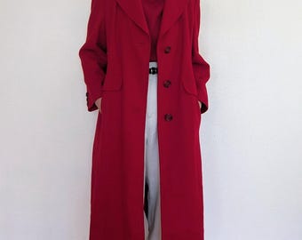 Vintage Red Wool Swing Coat: 80s Fit & Flare, Size L - Etsy