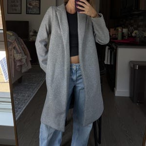 Womens Long Gray Wool Coat - Elegant Wool Coat, Oversized Wool Coat, Casual Minimalist Style, Warm Outerwear for Women