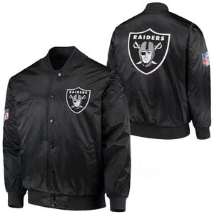 Las Vegas Oakland Raiders Letterman Varsity Jacket | Satin Bomber Vintage Atheistic Handmade Raiders Jacket for Men
