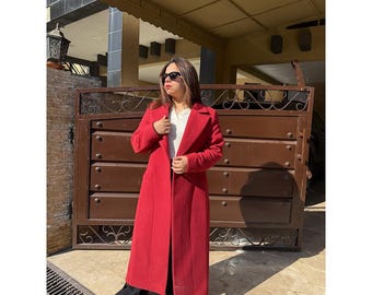 1950年代のヴィンテージ風スイングコート、レッドロング