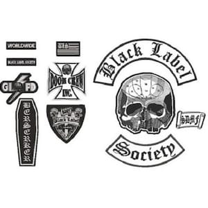 Black Label Society Doom Crew Broderade Tygmärken – Biker Vest Rockers SDMF Zakk Wylde Merch