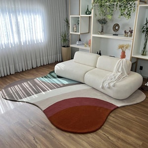 Hand Tufted Wool Rug: Modern Abstract Design, Soft Area Carpet