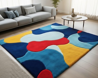 Hand-Tufted Abstract Rug | Modern Colorful Area Carpet
