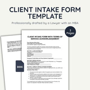Client Intake Form Template, Lawyer-Drafted Legal Form, Editable Word Document, Business Client Sheet, Intake Questionaire, Instant Download