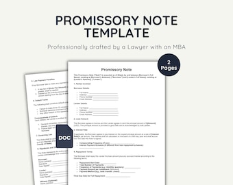 Lawyer-Drafted Promissory Note Template: Editable Loan Agreement (Instant Download)