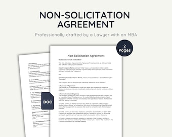 Lawyer-Drafted Non-Solicitation Agreement Template: Editable Word Doc (Instant Download)