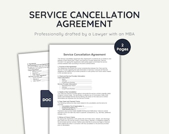 Service Cancellation Agreement Template: Lawyer-Drafted, Editable Word Doc (Instant Download)