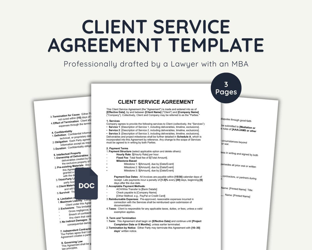 Client Service Agreement Template: Lawyer-drafted Legal Contract ...